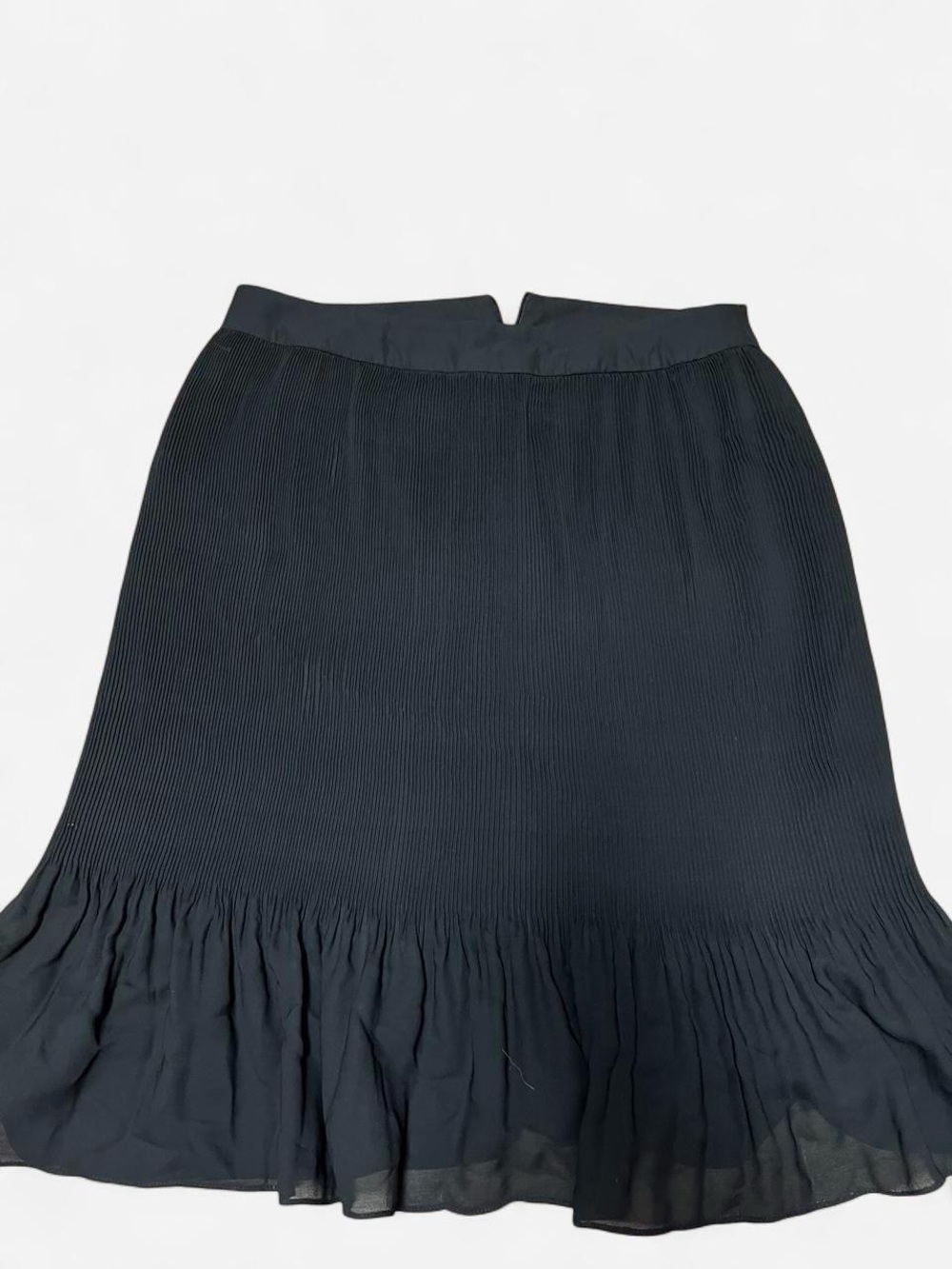 Requirements Black Ruffle-Hem Pleated Midi Skirt